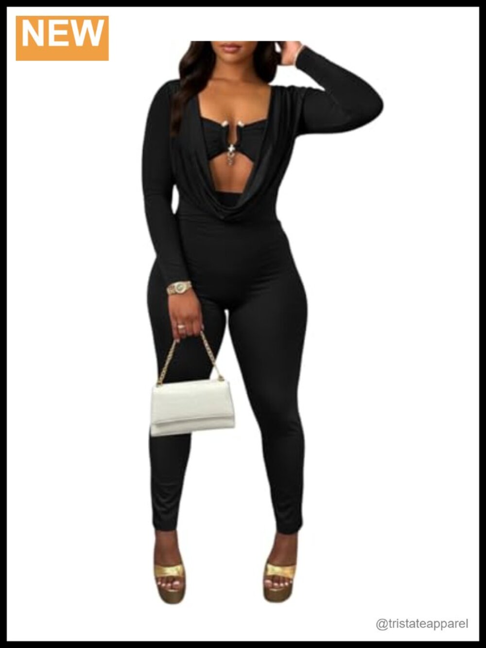Women's Sexy Bodycon Jumpsuit Long Sleeve V-Neck Clubwear Party Outfit